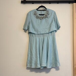 ASOS Light Blue Dress with Embellished Neckline
